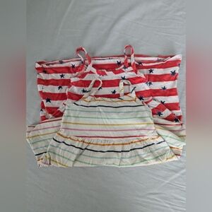 Lot Of 2 Old Navy Kids Dress - Red Stars and Multicolor Stripes